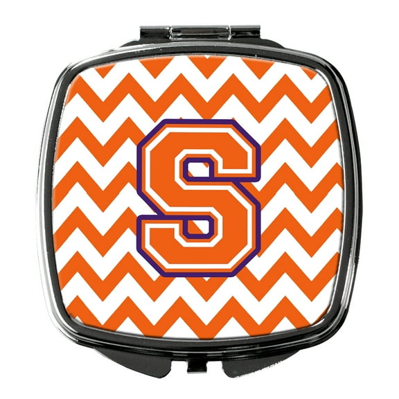 Letter S Chevron Orange and Regalia Compact Mirror