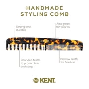 Kent 9T Fine Tooth and Wide Tooth Comb Detangler Hair Combs - Large Handmade and Saw-Cut Dressing Comb - Wet Hair Comb for Women and Durable Grooming Comb for Men Made in England