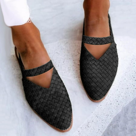 

Kayannuo Shoes for Women Clearance Summer Womens Fashion Women s Pointed Flat Shoes Weave Casual Shoes Solid Comfortable Sandals Shoes