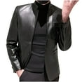 thumbnail image 1 of Blazer Chaquetas Para Hombres Blazer de Cuero Otoño Invierno Nuevo Color Sólido Un Botón Tamaño Grande Traje Delgado Top Odeerbi  ODB177654, 1 of 7