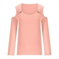 thumbnail image 4 of Giftesty Womens Shirts Fashion Casual Solid Color Shoulder Drop Pullover Blouse Women's Long Sleeve Top V-Neck Top/Shirt, 4 of 6