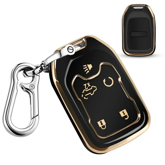 for GMC Key Fob Cover TPU Protector Case with Keychain for 2019-2022 Chevy Silverado GMC Sierra 1500 2500HD 3500HD Key Cover Smart Remote 5 Button