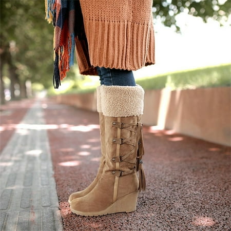 

Women Boots After Sanding With Tassels High Boots Sleeves Wedges Snow Boots