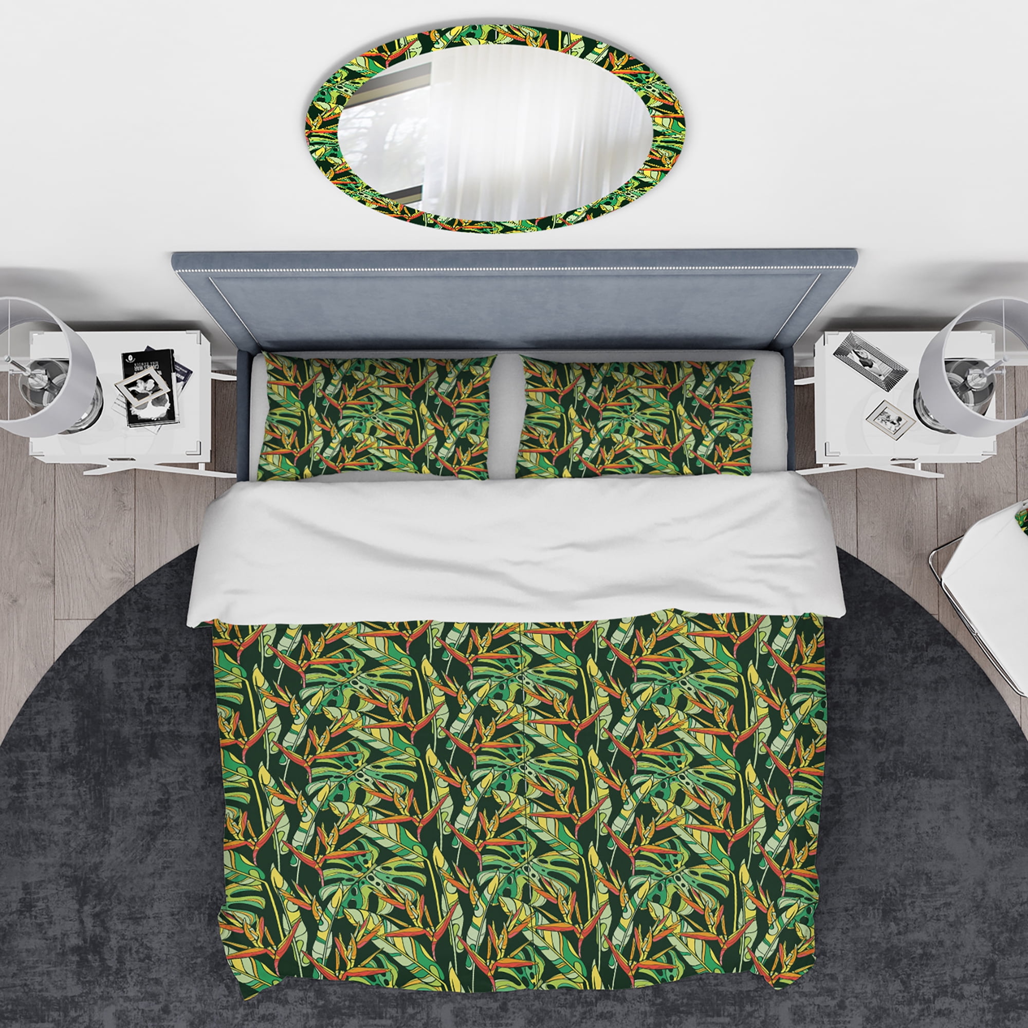 Designart 'Colorful Tropical Pattern with Heliconia Flowers' Tropical Duvet Cover Set