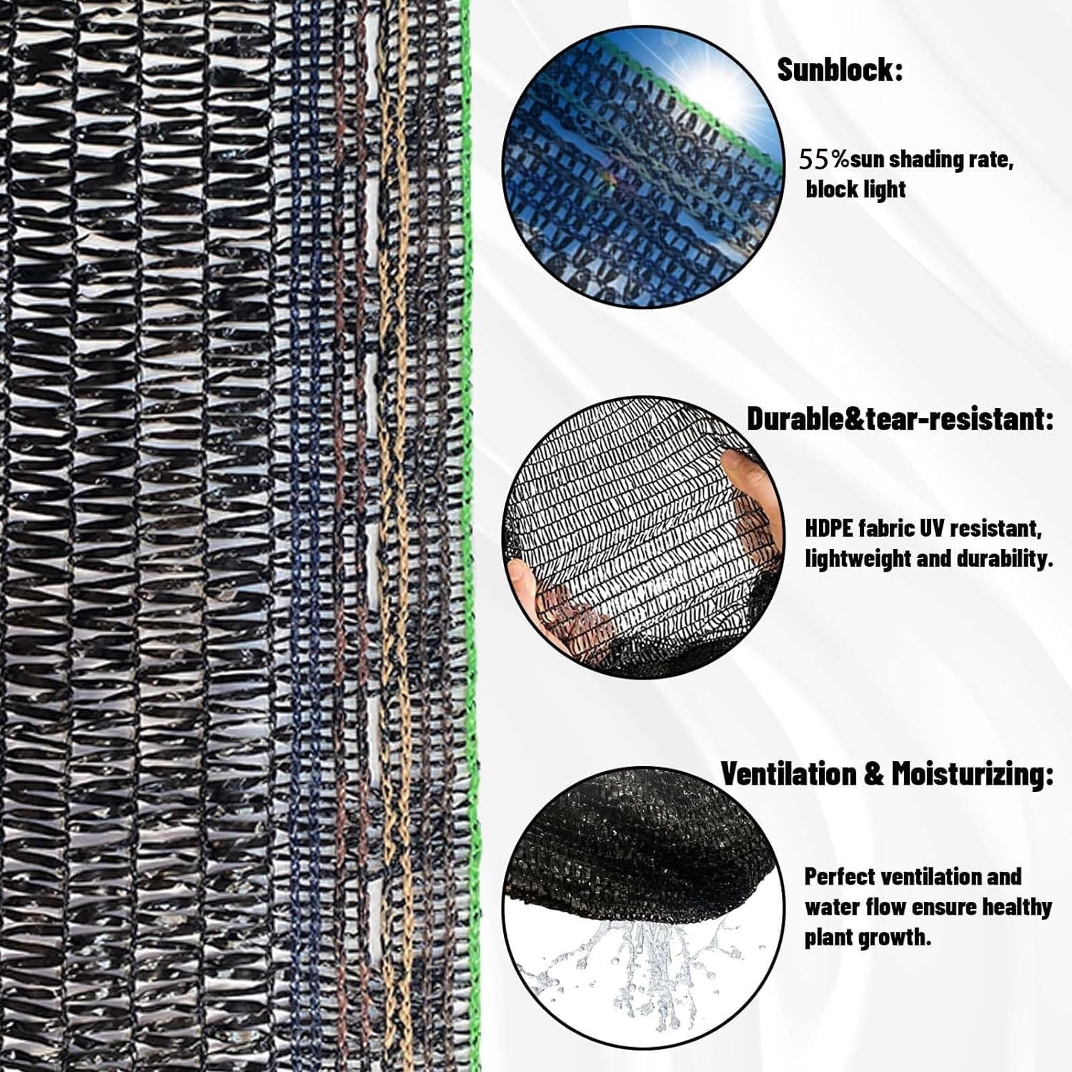 Shade Cloth for Garden,Bexikou 55% 6.5x16.4ft Mesh Tarp, Sunblock Plants Cover for Vegetables, Greenhouse, Raised Bed,Pets,Chicken Coop, Black