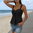 thumbnail image 3 of MaFYtyTPR Tank Top for Women 2026 Trendy Solid Color Wide Strap Hollow out Peplum Hem Slim Fit Blouse Women's Summer Sleeveless Tops A-Black XL, 3 of 5
