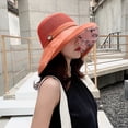 thumbnail image 3 of Anbech Summer Hats for Women Mesh Sun Beach Hat Womens Lightweight, Stowable, Wide-Brimmed Bucket Hat With Chin Strap And Uv Protection，E-Orange + Pattern, 3 of 3