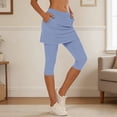 thumbnail image 3 of Yuhangmm Women's Pants, Versatile Knit Capri Pants with Pockets for Everyday Workouts and Travel Cozy Pull-On Skirt-Pants for Tennis Yoga Comfort Light Blue XL, 3 of 6