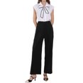 thumbnail image 2 of Pantalones de trabajo formales para mujer INSPIRE CHIC con pliegues en la parte delantera, pantalones rectos de oficina con bolsillos, L, negro, 2 of 4