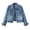 Blue, variant on Slim Fit Denim Jacket for Women, Button Front Long Sleeve Cropped, Casual Versatile Outerwear, 1 Piece, S-XXL, Plus Size Friendly