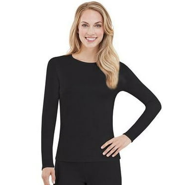 Cuddl Duds Women's Long Sleeve Crewneck Top XL Black