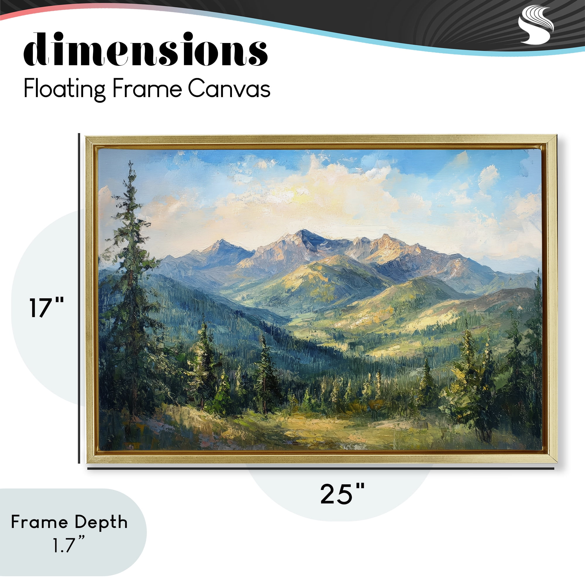 Stupell Industries Valley In The Mountains Gold Framed Floater Canvas Wall Art, design by Petal Prints Design