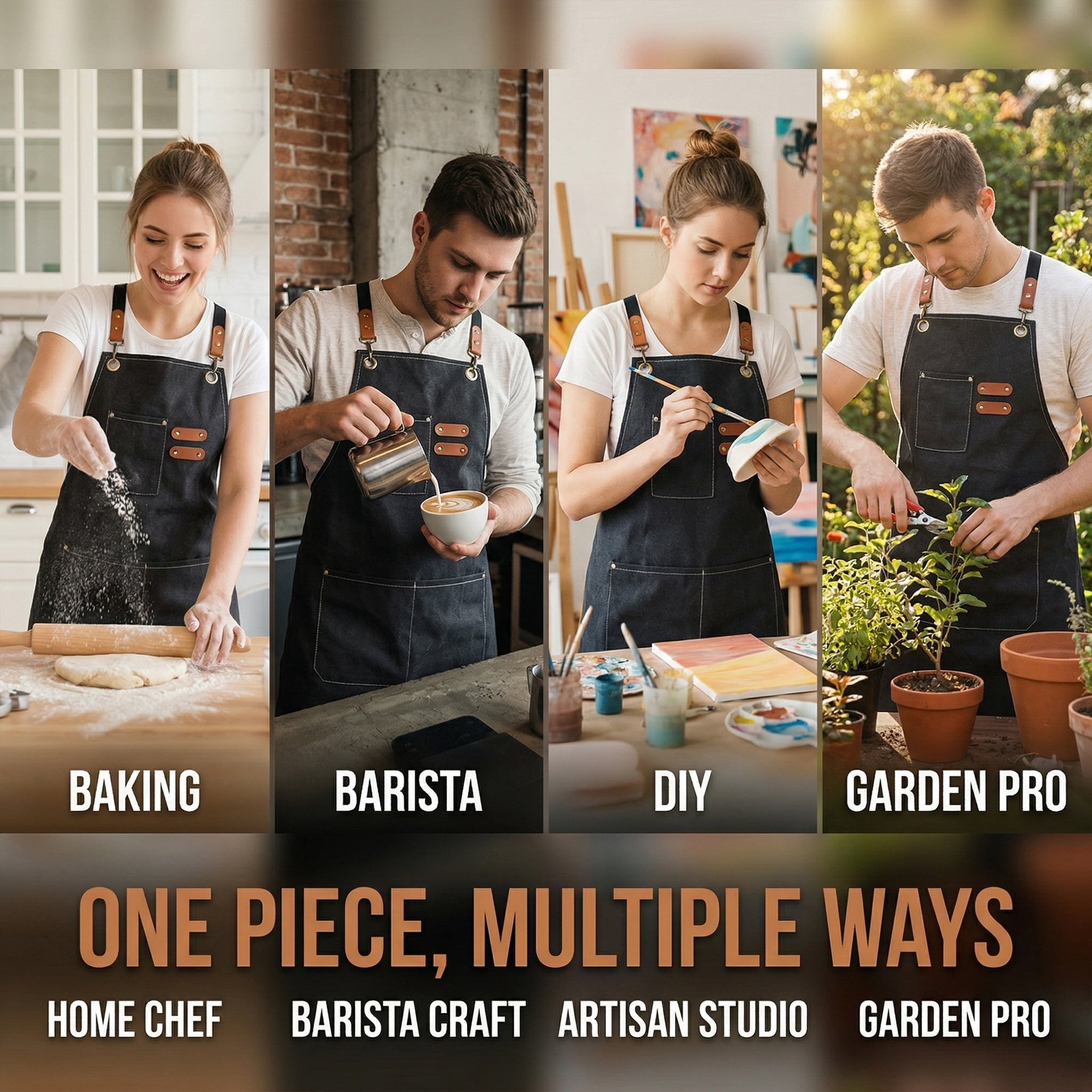 Unique Bargains Adjustable Long Waist Kitchen Apron with Pockets for People Black