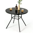 thumbnail image 1 of Costway 34 Inch Patio Dining Table Round Tempered Glass Tabletop with 1.5" Umbrella Hole, 1 of 10