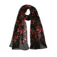 thumbnail image 1 of INSPIRE CHIC Women's Scarf Chiffon Sunscreen Swimwear Long Floral Wrap Shawls Black, 1 of 7