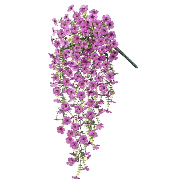 Flor de vid violeta artificial, planta violeta colgante falsa para primavera, verano, interior, exterior, pared, hogar, jardín, patio, boda, fiesta, decoración