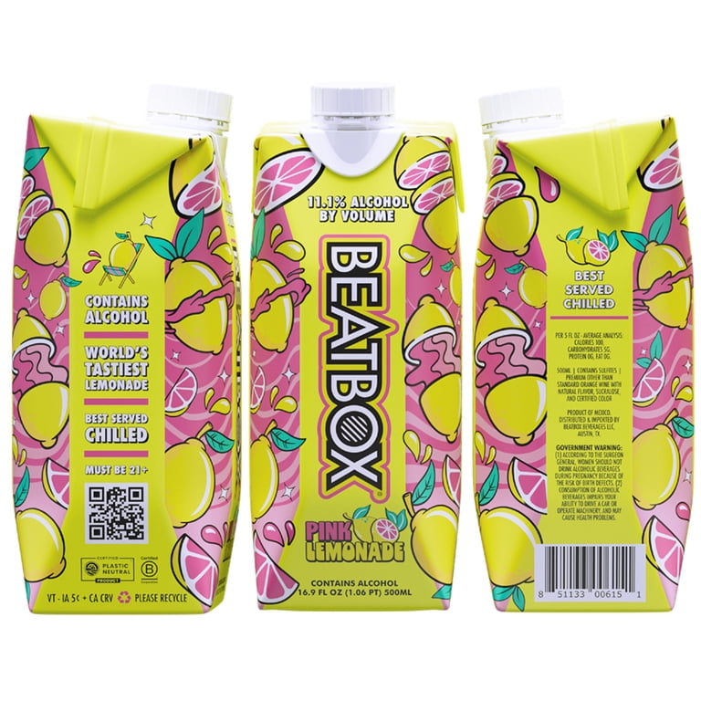 BeatBox Pink Lemonade Wine Cocktail, 11.1% ABV, 500 mL Tetra Pak