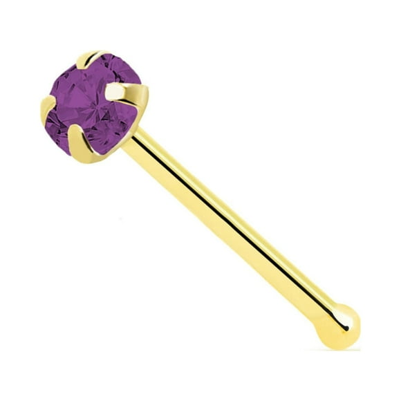 BodyJewelryOnline Nose Studs Rings 22G 14k Solid Gold CZ Nose Bone Stud Piercing for Women 1/4" 6mm