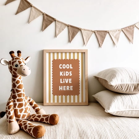 Cool Live Here Print Neutral Nursery Decor Toddler Playroom Wall Art Unframed Paper Print