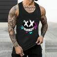 thumbnail image 2 of Moxiu Mens Casual Muscle Tank Tops Funny X Smiley Face Print Tanks Summer Sleeveless Shirt Gym Workout Athletic T Shirts 2025 Black,S, 2 of 5