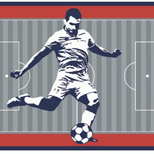 Concord Wallcoverings Wallpaper Border Sport Pattern The Best in The Field for Teen Room Home Gymnastic Room Gym, Colors White Dark Blue Grey Red, Size 9 Inches by 15 Feet LK8227BD