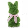 thumbnail image 4 of Yanxiao 15" Faux Grass Standing Bunny Topiary, Green Easter Bunny Figurine with Pink Striped Bow, Spring Tabletop Decor for Home Shelf & Holiday Displays, 4 of 7