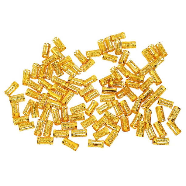 100pcs Dreadlocks Mentales para El Cabello Clip de Brazalete de Ajustable para El Cabello Oro