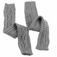 thumbnail image 4 of Women's Cable Knitted Thigh High Socks Extra Long Boot Socks Over Knee Leg Warmers Soft Winter Knit Stockings(Light Gray), 4 of 4