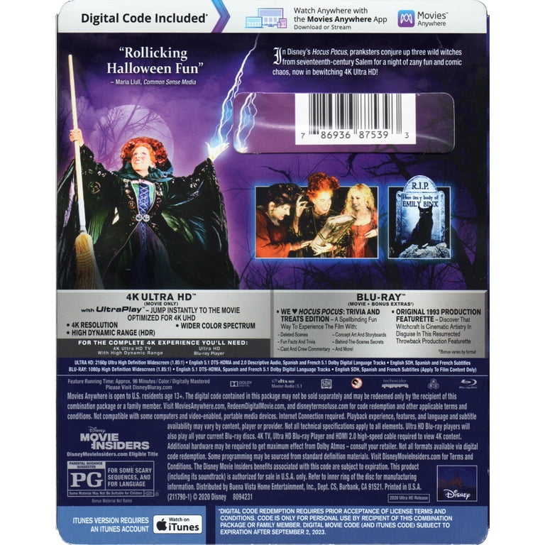 Hocus Pocus (4K Ultra HD + Blu-ray + Digital Code) - Walmart.com