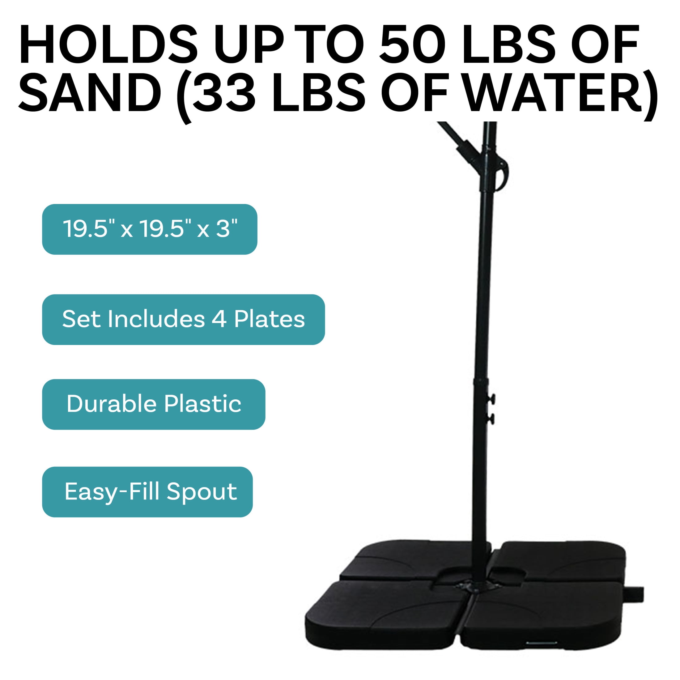 Sunnydaze 50 lb Black Cantilever Umbrella Base Weight, 4 Count