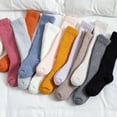 thumbnail image 3 of Hontri Socks in Clearance, Winter Women Coral Fleece Socks Middle Tube Sleeping Home Solid Calf Socks, Female Dark Gray One Size, 3 of 8
