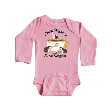 

Inktastic Cozy Nights and Sweet Delights Hedgehogs Gift Baby Boy or Baby Girl Long Sleeve Bodysuit