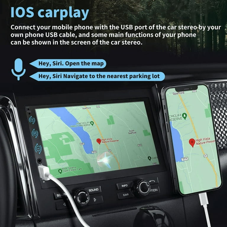 Double Din Car Stereo Compatible with IOS Carplay and Android Auto