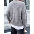 thumbnail image 6 of Women'S Crew Neck Pullover Sweaters, Long Sleeve Knit Tops with Fake Two-Piece Design for Fall Winter Dark Gray S, 6 of 7