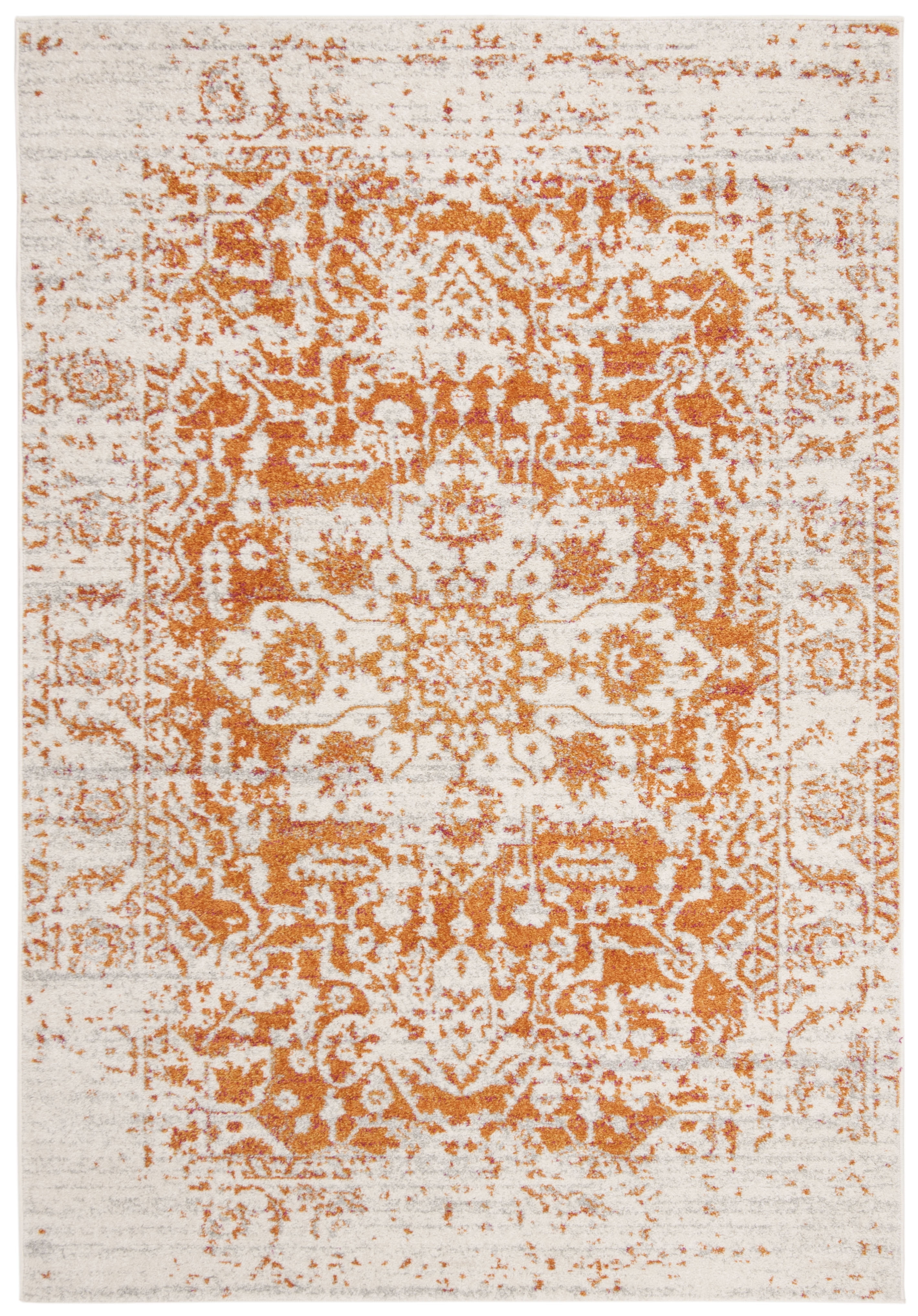 SAFAVIEH Madison Katina Traditional Area Rug, Orange/Ivory, 6'7" x 9'2" - Traditional Design, Orange & Ivory, Non-Shedding & Easy Cleaning, Ideal for Living Room, Bedroom, Dining Space