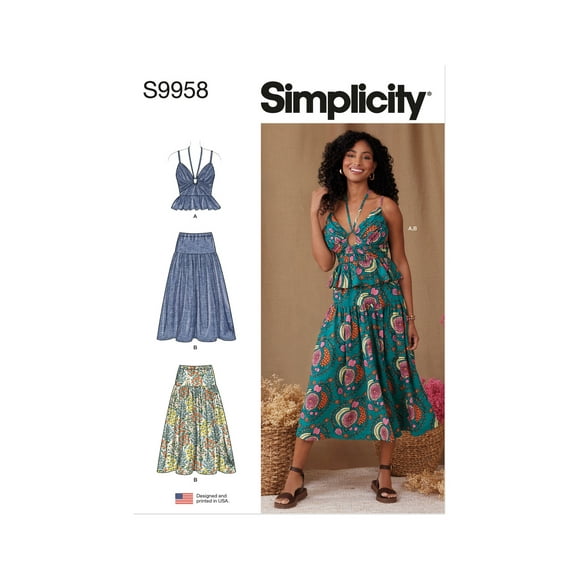 Simplicity Sewing Pattern 9958 - Misses' Top and Skirt, Size: K5 (8-10-12-14-16)