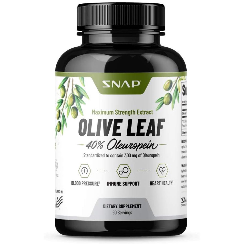 Snap Olive Leaf Extract Capsules 40 Oleuropein 300mg for Heart Health, Blood Pressure Support