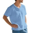 thumbnail image 4 of Dagugfen Mens Shirts Casual Button V Neck Loose Lightweight Work Travel Short Sleeve Tops Solid Color, 4 of 7