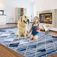 thumbnail image 5 of Moroccan Runner Rug Velvet Area Carpet Contemporary Geometric Trellis Accent Rugs Floor Carpet for Door Mat Entryway Bedrooms Laundry Room Decor, Navy/Gray, 4 x 6 Feet, 5 of 6