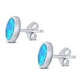 thumbnail image 3 of 10mm Oval Stud Earring Lab Created Blue Opal Solid 925 Sterling Silver, 3 of 5