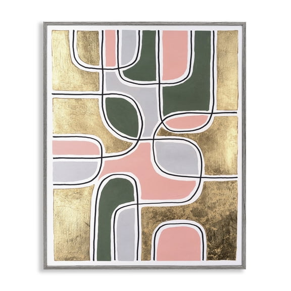 Stupell Industries Mid-Century Retro Glam Geometric Gray Framed Giclee Art, 24 x 30, by Michael Willett