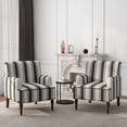 thumbnail image 6 of PIA RICCO Stripe Accent Chair Upholstered Armchair with Wood Legs Comfy Single Sofa, Black, Set of 2, 6 of 6