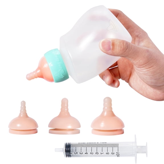 Doggiema  Silicone Nursing Bottle Set with  Bottle, 3 Nipples,  Syringe for Puppies & Other Animals