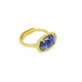 thumbnail image 2 of Gold Plated Adjustable Created Opal Rings | Stacking Rings | Gold Rings for Women (Jewel Blue), 2 of 6