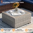 thumbnail image 5 of Omniberg 7 Pieces Outdoor Patio Furniture Sets, All Weather Outdoor Sectional Sofa PE Rattan Wicker Patio Conversation Set with Washable Cushions and Glass Coffee Table, Gray/Gray, 5 of 8