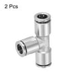 thumbnail image 3 of Uxcell 5/16 Inch OD Tee Push To Connect Tube Air Line Fittings Nickle-Plated, Silver 2Pcs, 3 of 4