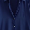 thumbnail image 5 of Scyoekwg Long Sleeve Tops for Women Lapel Button Business Casual Dress Shirts Fall Tops Trendy Solid Color Lightweight Dressy Casual Blouses Pullover (Navy,L), 5 of 6