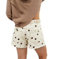 thumbnail image 2 of Women’s High Waisted Polka Dot Denim Shorts with Rope Drawstring, Frayed Hem Jean Shorts with Pockets, 2 of 9