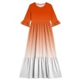 thumbnail image 4 of ersvoioy Girls Summer Party Dress Gradient Print Ruffle Cap Sleeve Round Neck A-Line Flowy Hem Sundress 4-14 Years, 4 of 7