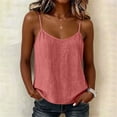 thumbnail image 2 of Admvng Womens Tank Top Cotton Adjustable Spaghetti Strap V Neck Lightweight Linen Summer Casual Camisole Blouse, 2 of 7
